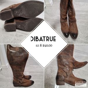 Diba True boots tall sz 8 dark brown with buckle